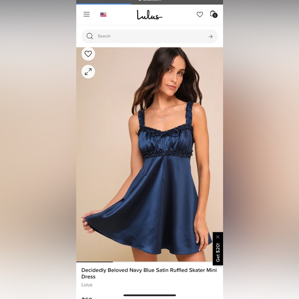 Navy Blue Satin Ruffled Skater Dress